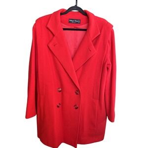Wellington Fashions Red Double Breasted Vintage‎ Coat Made in USA Notch Lapel